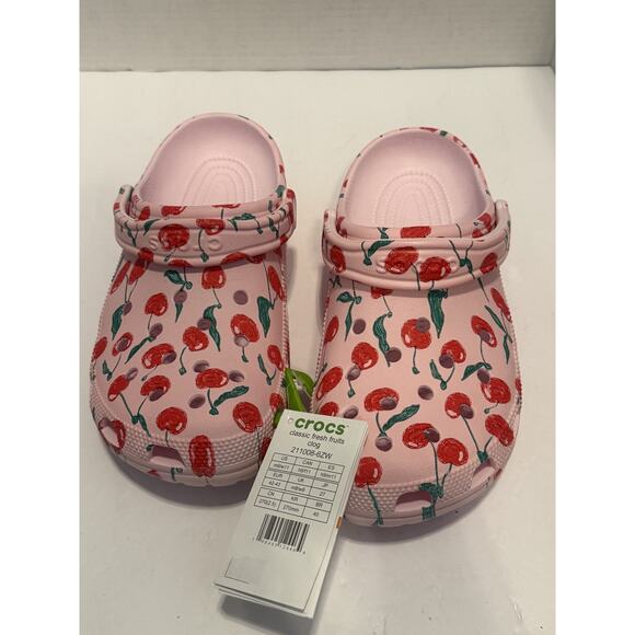 CROCS Shoes - Crocs Classic Fresh Fruits Clog Shoes Womens Size 11 Pink Cherry Graphic Comfort